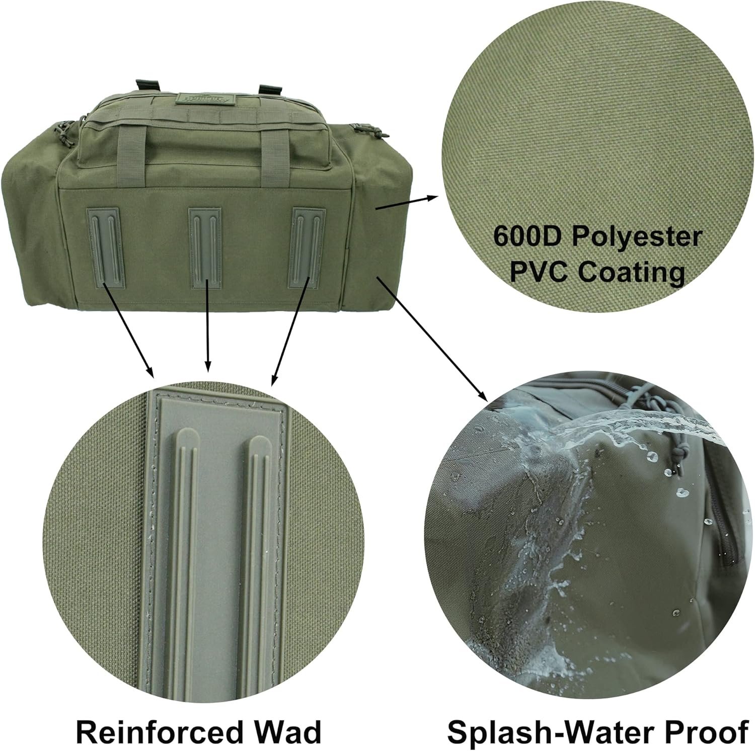 Duffel Bag – Heavy Duty Tactical Gym Bag for Men, Splashwater-Proof Weekender Travel Bag for Basketball, Football, Soccer, Hiking, and Hunting (Dark Green) - Image 5