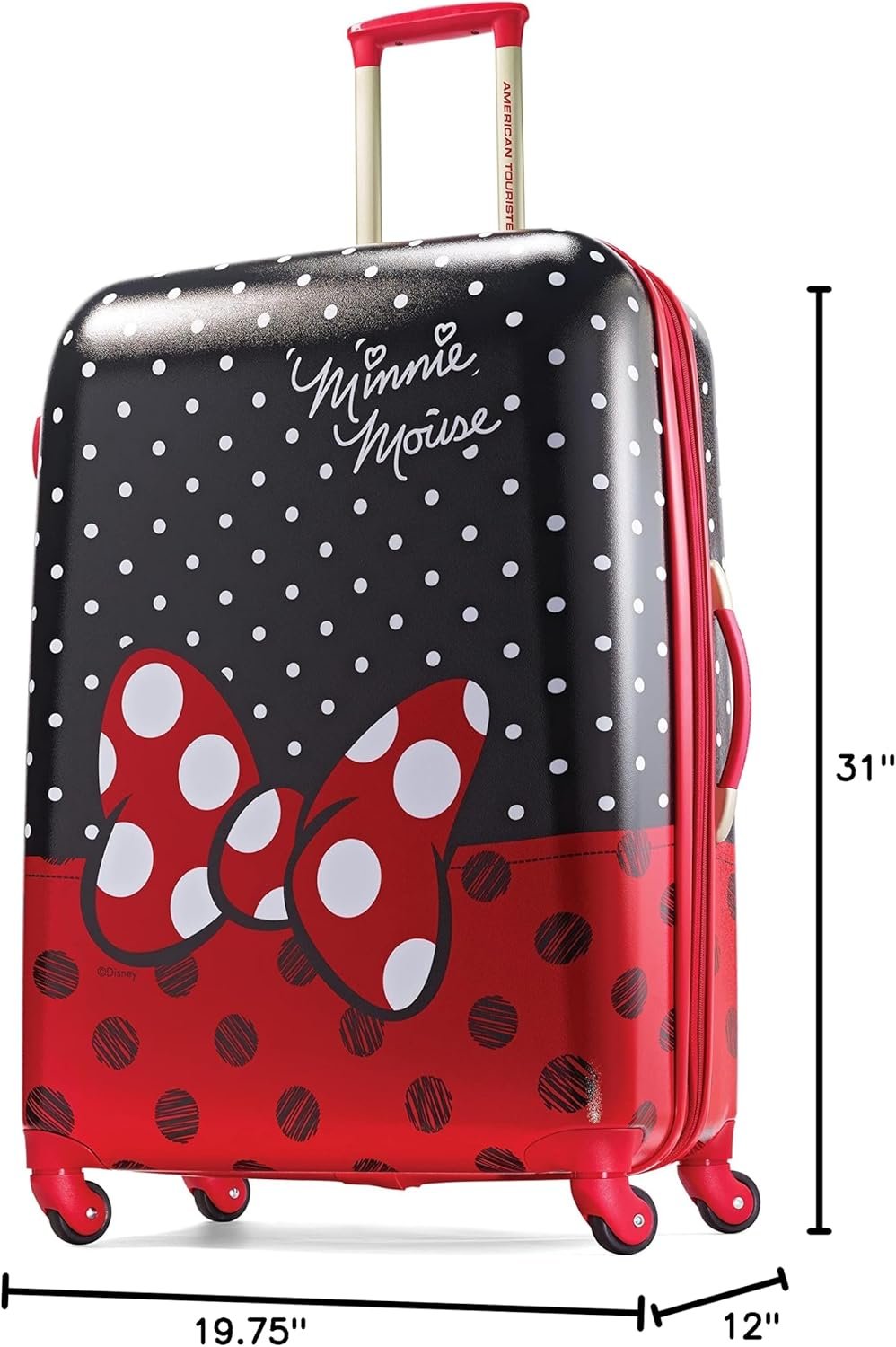 American Tourister Disney Hardside Luggage With Spinner Wheels, Minnie Mouse Red Bow, Checked-Large 28-Inch - Image 9