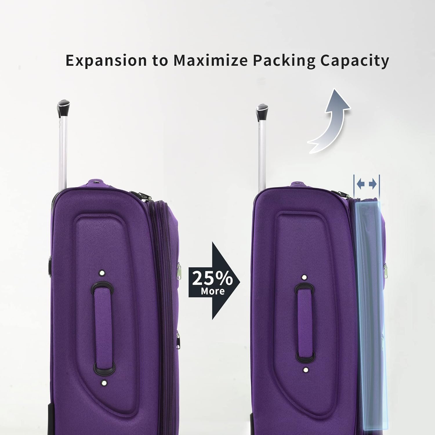 Merax Softside Luggage Set, Travel Suitcase Expandable Lightweight, 3 Piece Luggage Sets with Spinner Wheels 22" 26" 30" Suitcase with TSA Lock (Purple) - Image 9