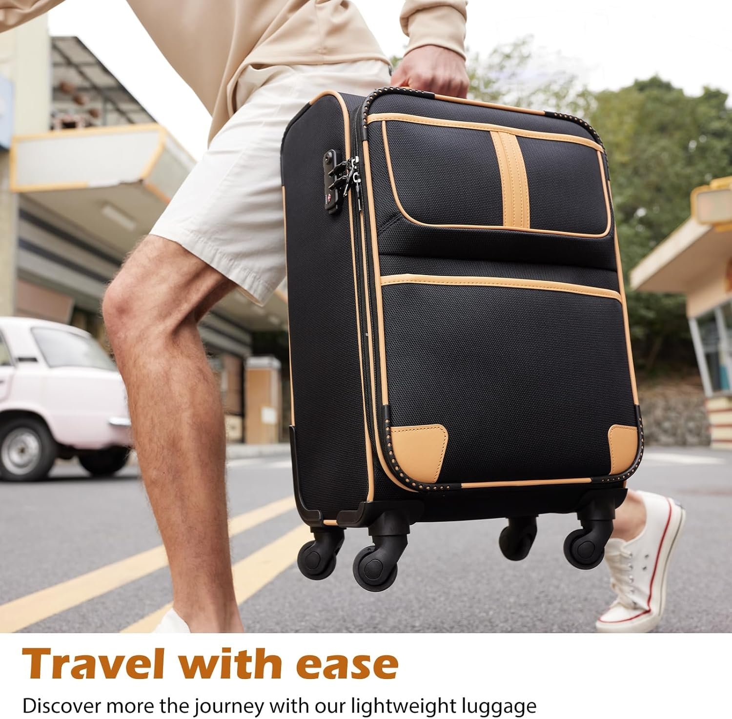 Coolife Luggage 4 Piece Set Suitcase Expandable TSA lock spinner softshell - Image 7
