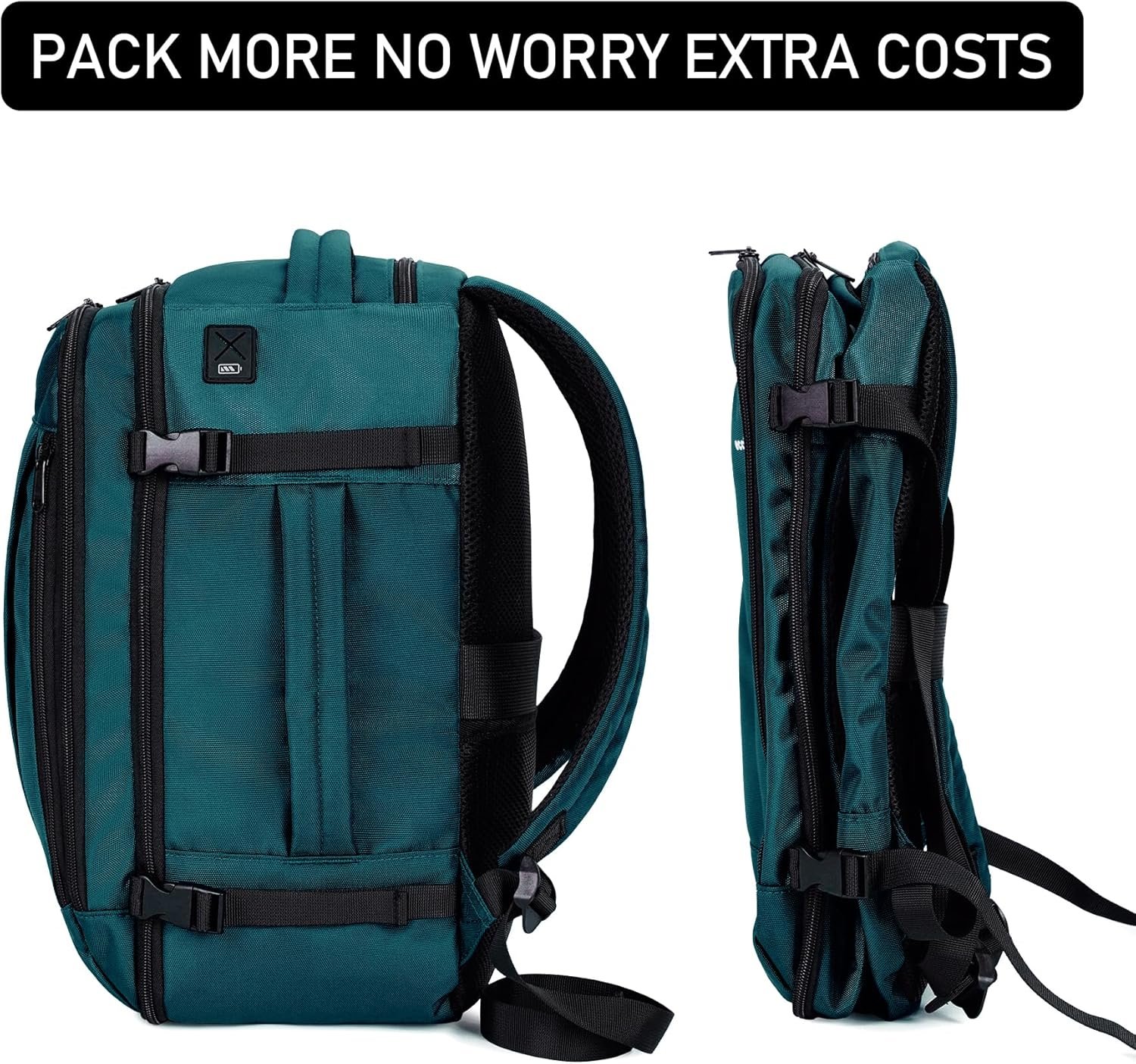 ECOHUB Travel Backpack 18x14x8 Spirit Airlines Personal Item Bag Carry On Backpack 13 Pockets Large Work Casual Daypack for men Airline Approved Waterproof Gym Backpack with Charging Port, Blue Green - Image 7