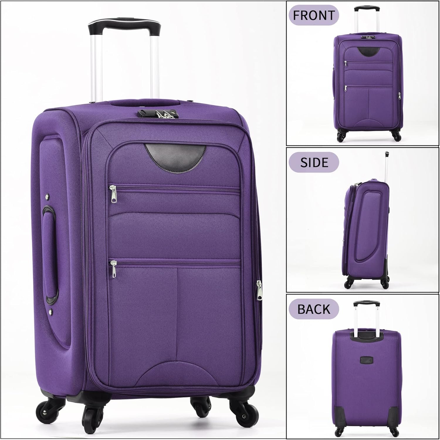 Merax Softside Luggage Set, Travel Suitcase Expandable Lightweight, 3 Piece Luggage Sets with Spinner Wheels 22" 26" 30" Suitcase with TSA Lock (Purple) - Image 10