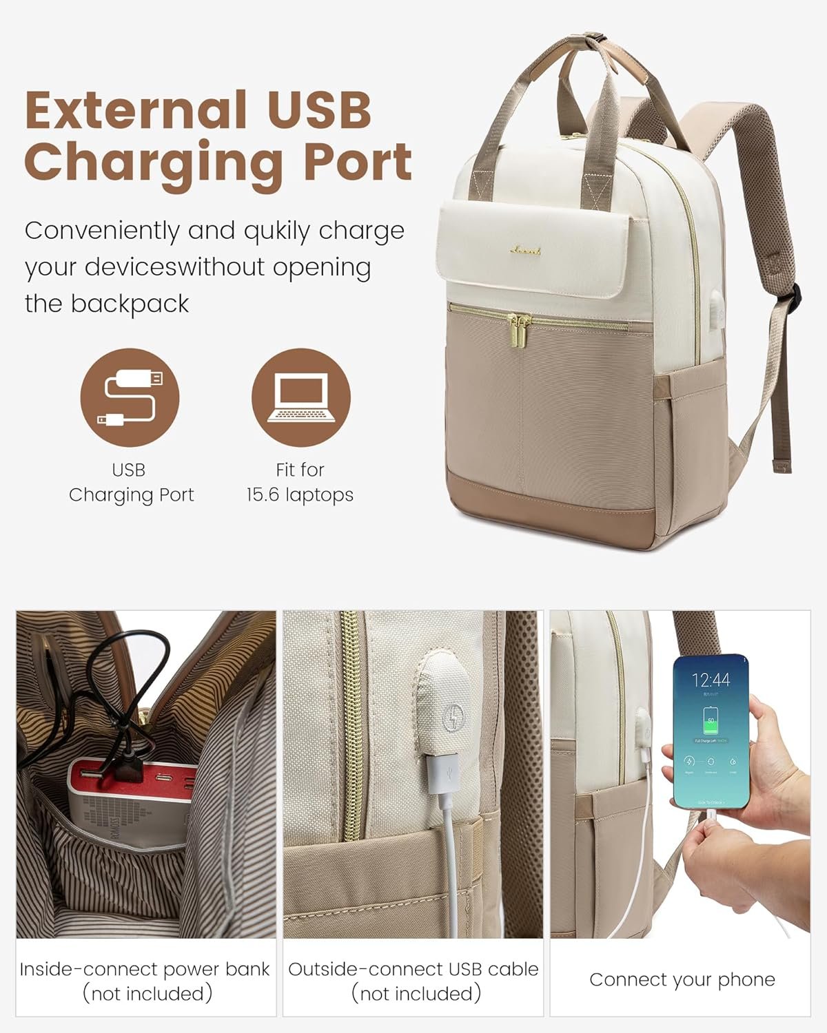 LOVEVOOK Laptop Backpack for Women, 15.6inch Laptop Bag with USB Port, Waterproof Travel Work Backpack Purse, Anti-Theft Backpacks Casual Computer Daypack Nurse Teacher Bag - Image 5