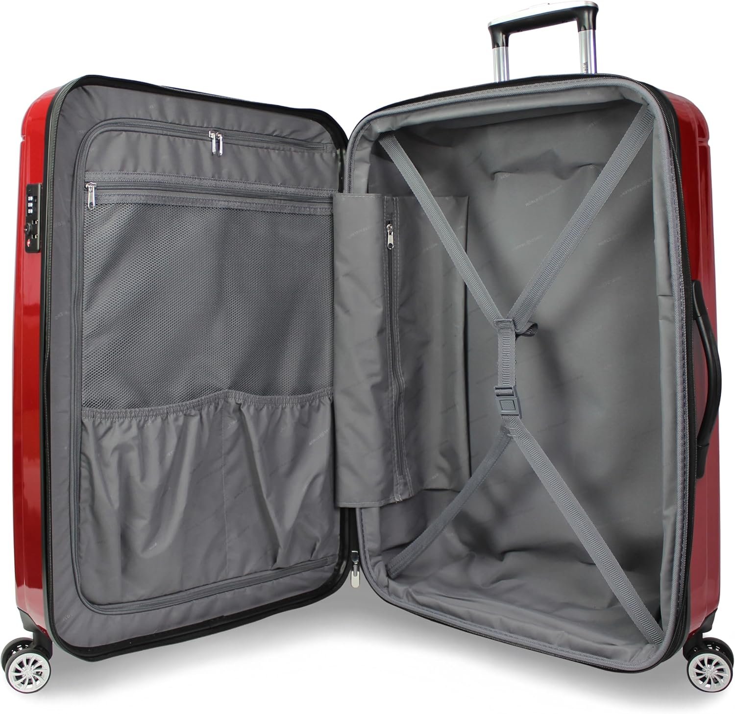 World Traveler Contour Lightweight Polycarbonate Hardside Expandable Spinner Luggage with TSA Lock, Red, 28-inch - Image 5