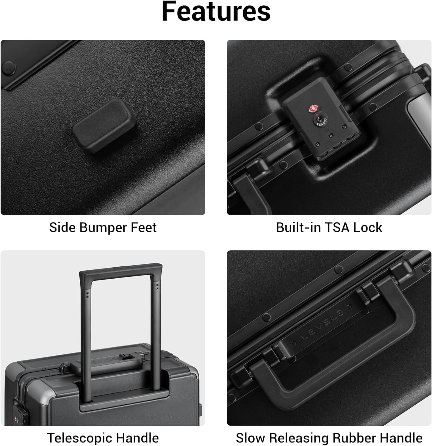 LEVEL8 Zipperless Checked Luggage with Aluminum Frame, Upgraded Medium Hardside Suitcase with Spinner Wheels, Metal Travel Luggage with Double Tsa Locks, 24 Inch, Black - Image 8
