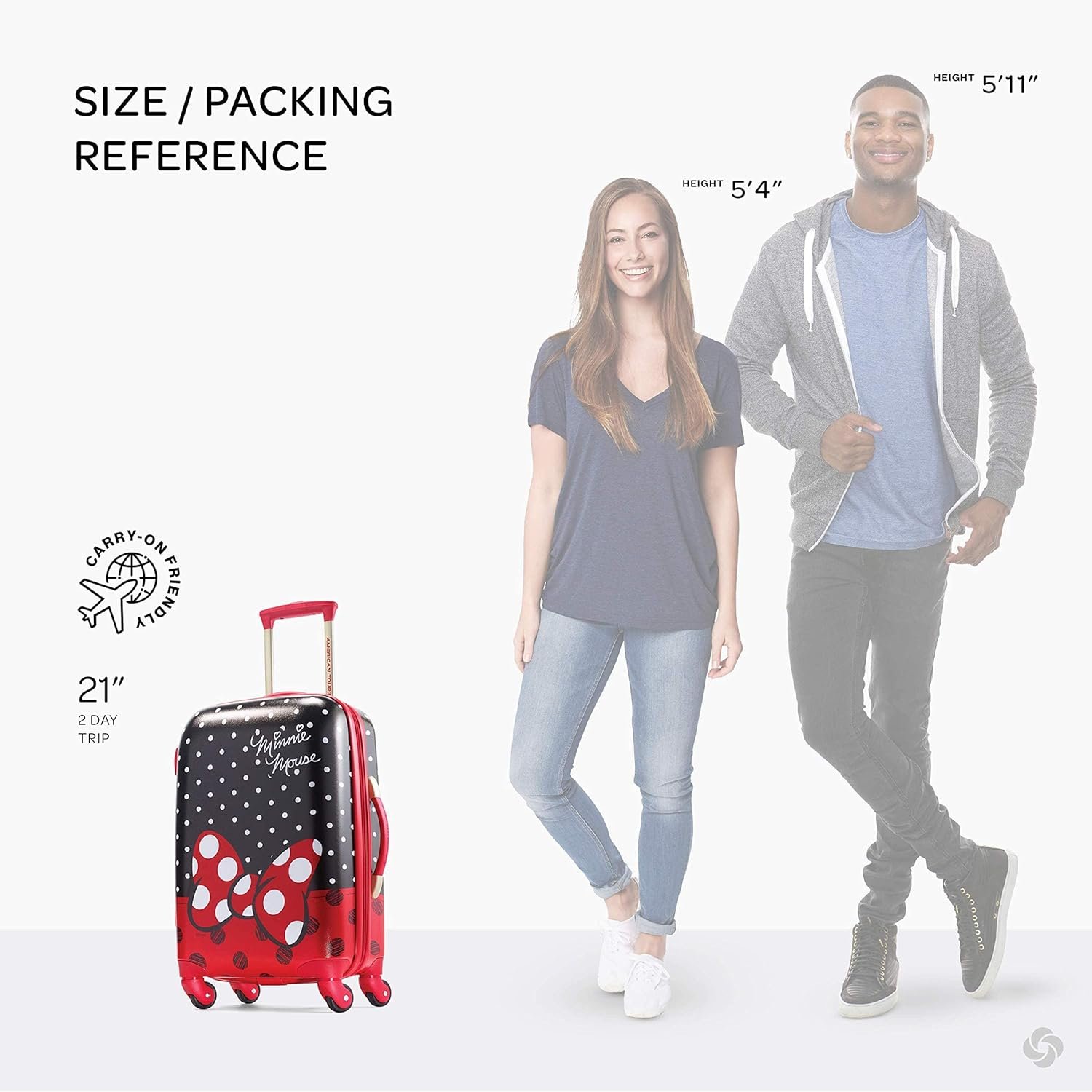 American Tourister Disney Hardside Luggage With Spinner Wheels, Minnie Mouse Red Bow, Checked-Large 28-Inch - Image 3