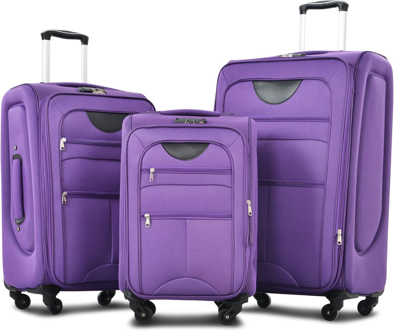 Merax Softside Luggage Set, Travel Suitcase Expandable Lightweight, 3 Piece Luggage Sets with Spinner Wheels 22" 26" 30" Suitcase with TSA Lock (Purple) - Image 2