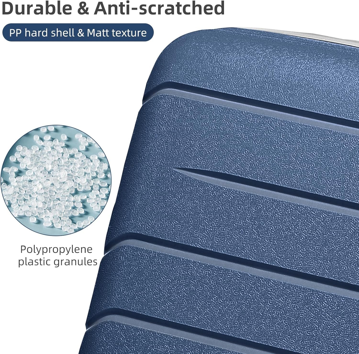 LARVENDER 3-Piece Carry On Luggage for Women,Hard Shell Suitcase 20Inch Carry On Luggage 22x14x9 Airline Approved, Spinner Wheel and TSA Lock(Navy 20Inch/DB/TB) - Image 4