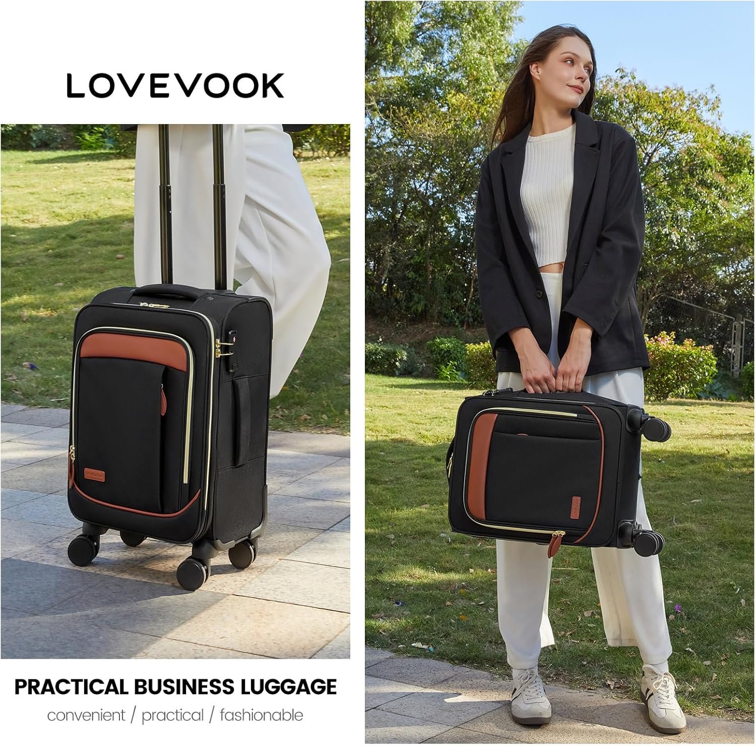 LOVEVOOK Carry on Luggage for Women and Men, Softside Suitcases with Daul Wheels - Image 3