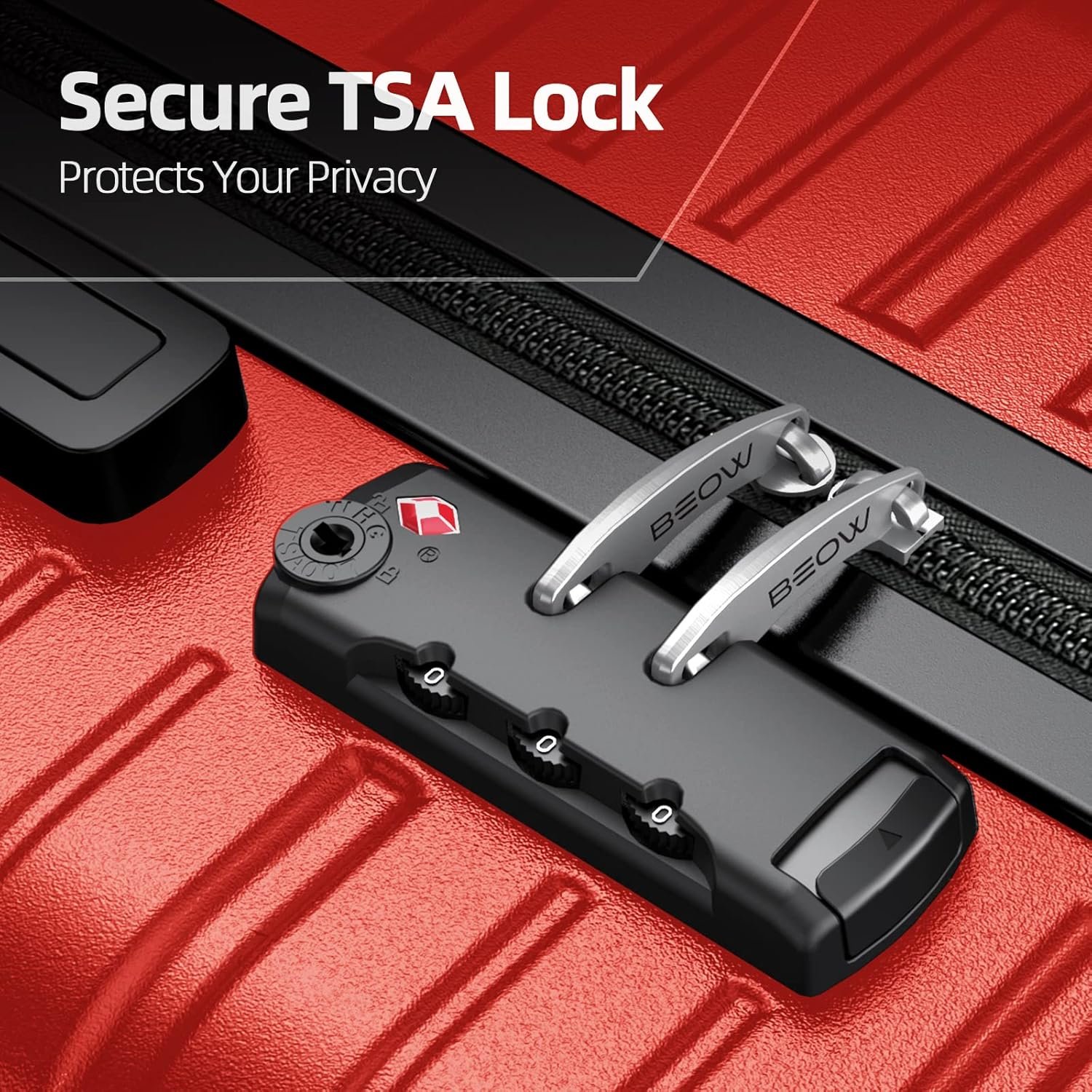 BEOW 3-Piece Expandable Hard-Sided Luggage Set with Spinner Wheels, TSA Lock, Lightweight Suitcase for Women, 20/24/28 Inch, Red – Durable & Stylish Travel Luggage - Image 6