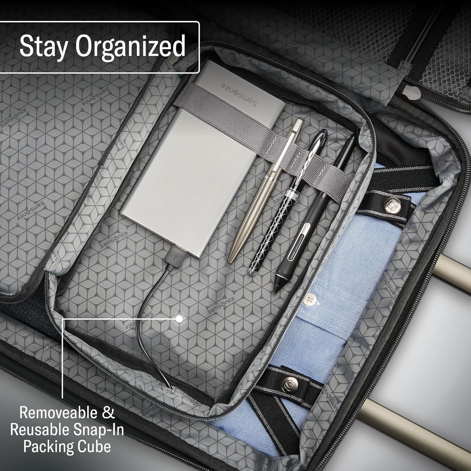 Samsonite Octiv Lightweight Hardshell 22-Inch Carry-On Luggage- Durable & Impact Resistant, 360° Aero Trac Spinner Wheels, Adjustable Telescopic Handle, Expandable Suitcase, TSA Approved Lock - Silver - Image 4