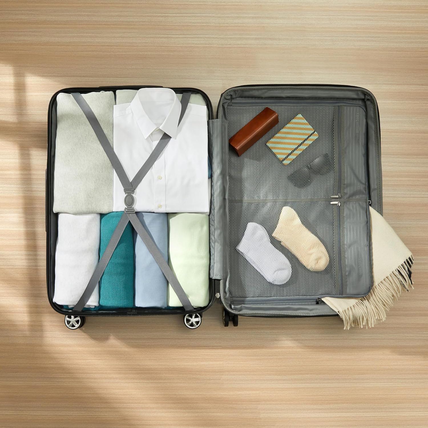 Amazon Basics 30-Inch Hardside Checked Luggage With TSA Lock, Hardshell Suitcase With Wheels, Expandable For Up to 12.5% More Space, With Scratch-Resistant Surface, 8 Multi-directional Wheels, Black - Image 6