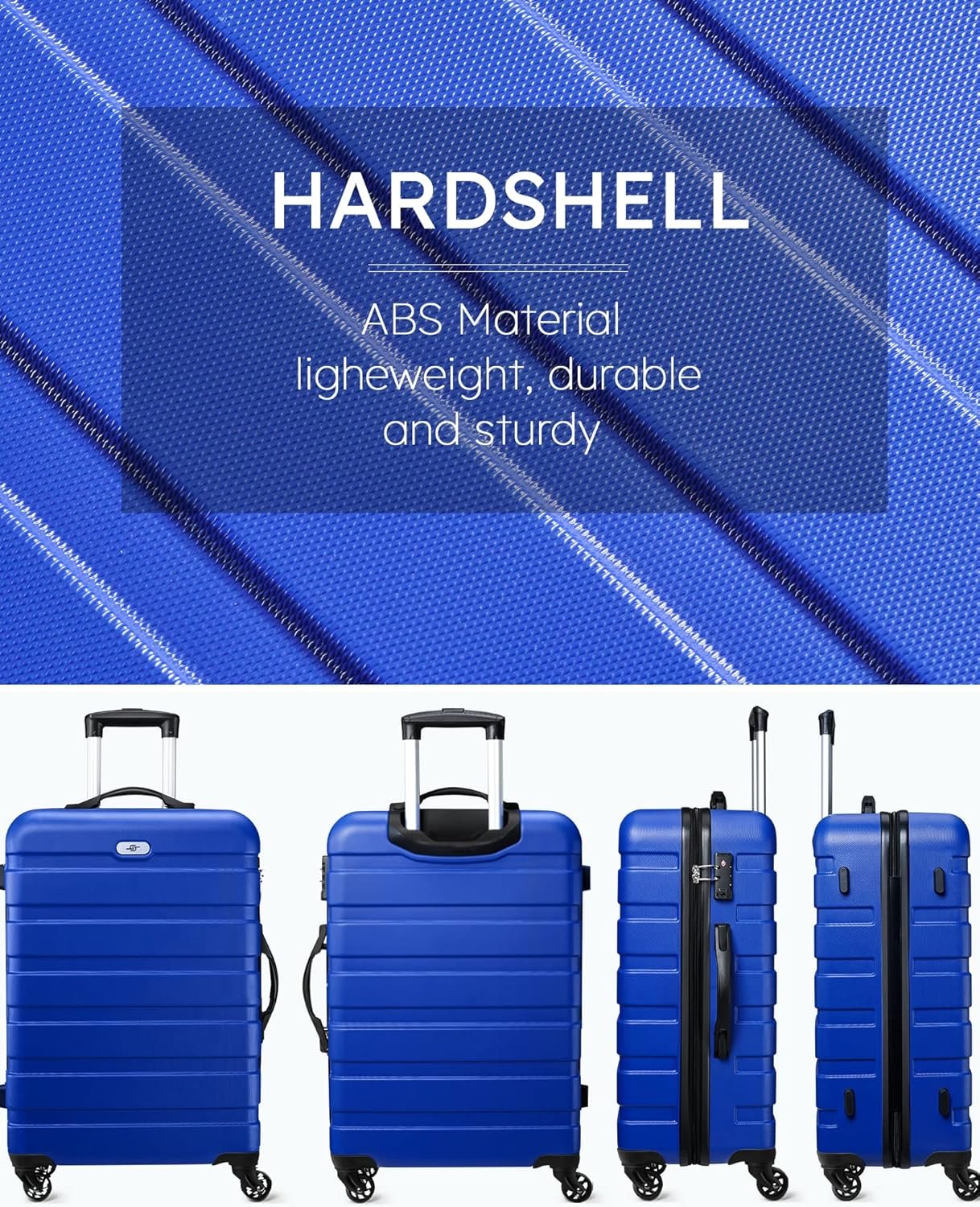 Suitour Luggage 3 Piece Sets Hard Shell Luggage Set with Spinner Wheels, TSA Lock, 20 24 28 inch Travel Suitcase Sets, Bright Blue - Image 9