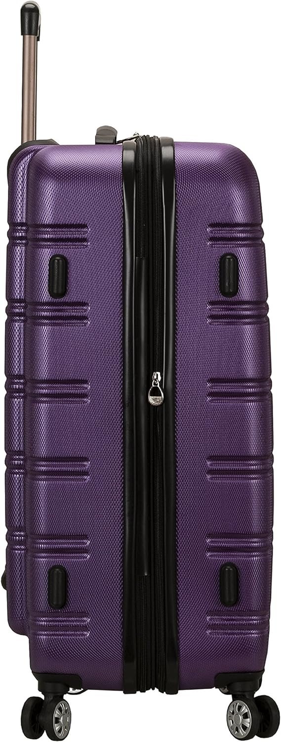 Rockland Melbourne Hardside Expandable Luggage with Spinner Wheels, Purple, Checked Large 28" - Image 4