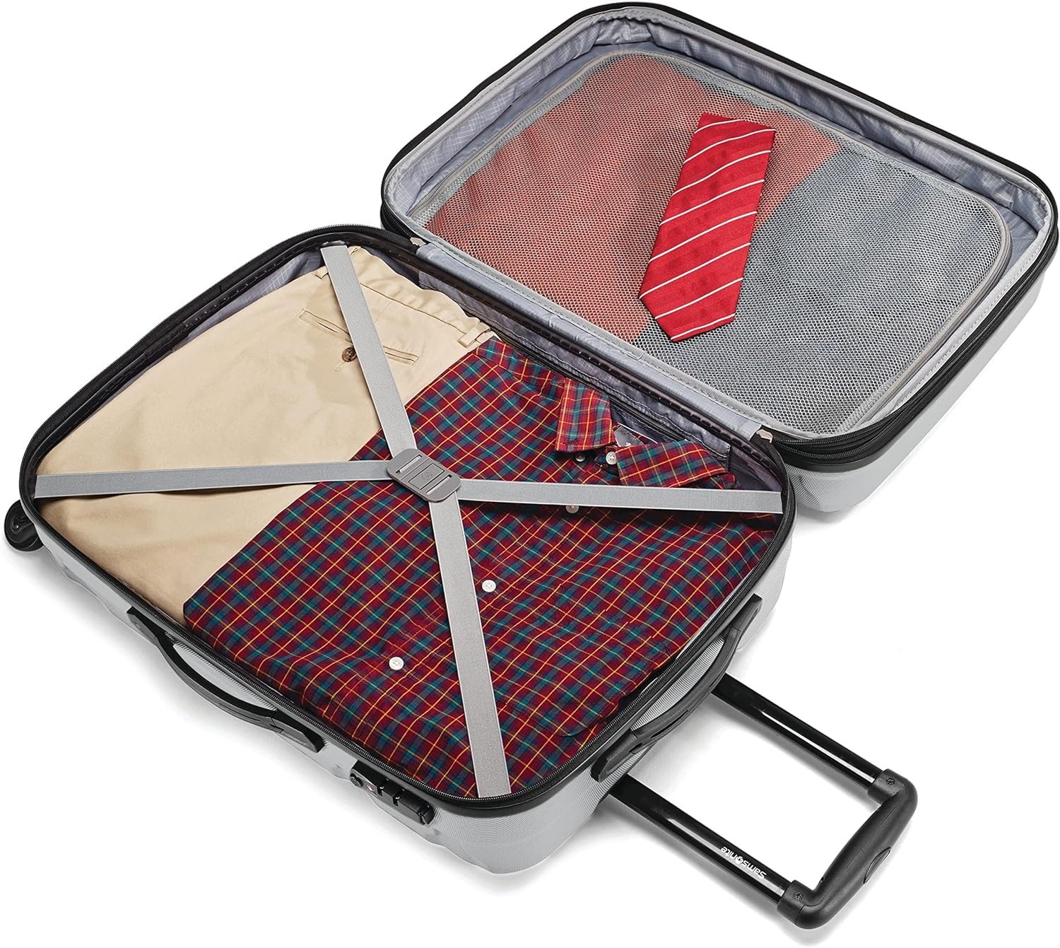 Samsonite Omni PC Hardside Expandable Luggage with Spinner Wheels, Silver, 3-Piece Set (20/24/28) - Image 6