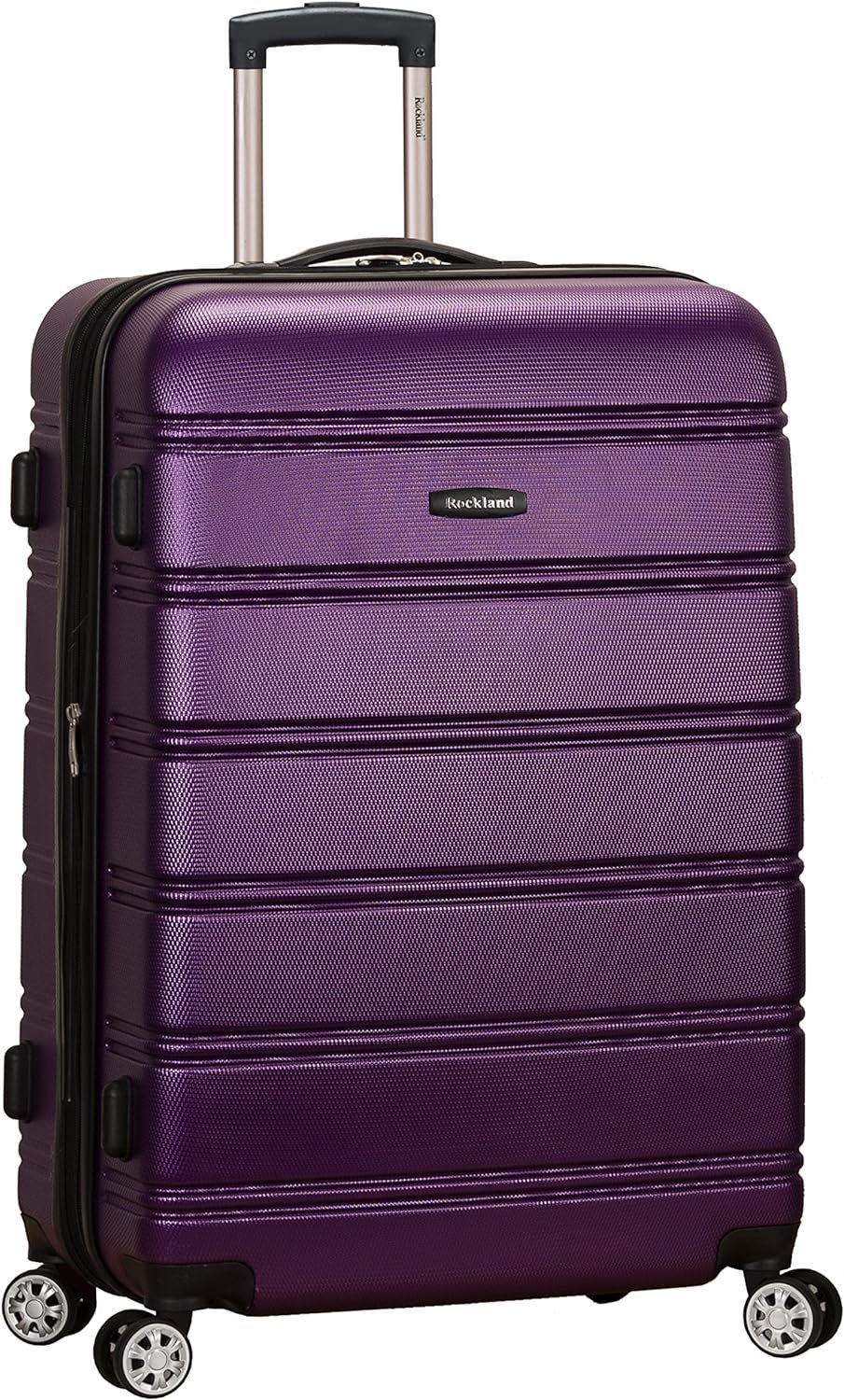 Rockland Melbourne Hardside Expandable Luggage with Spinner Wheels, Purple, Checked Large 28" - Image 2