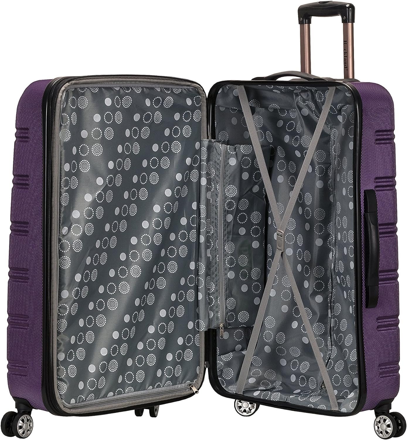 Rockland Melbourne Hardside Expandable Luggage with Spinner Wheels, Purple, Checked Large 28" - Image 8